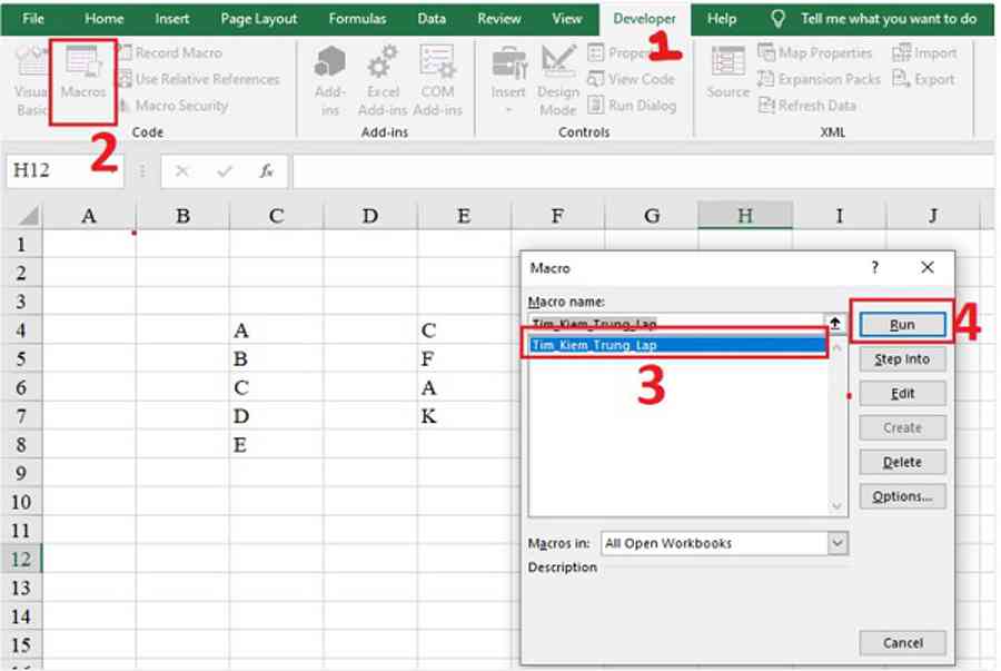 Cách tìm giá trị trùng nhau ở 2 cột trong Excel chính xác nhất