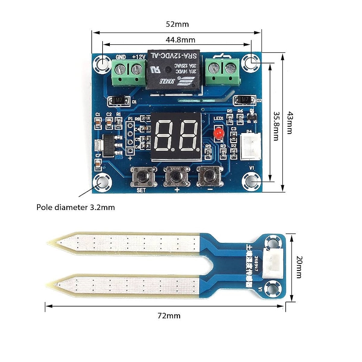 Module Cảm Biến Độ Ẩm Đất XH-M214 12VDC, Bật Tắt Thiết Bị Tưới Cây