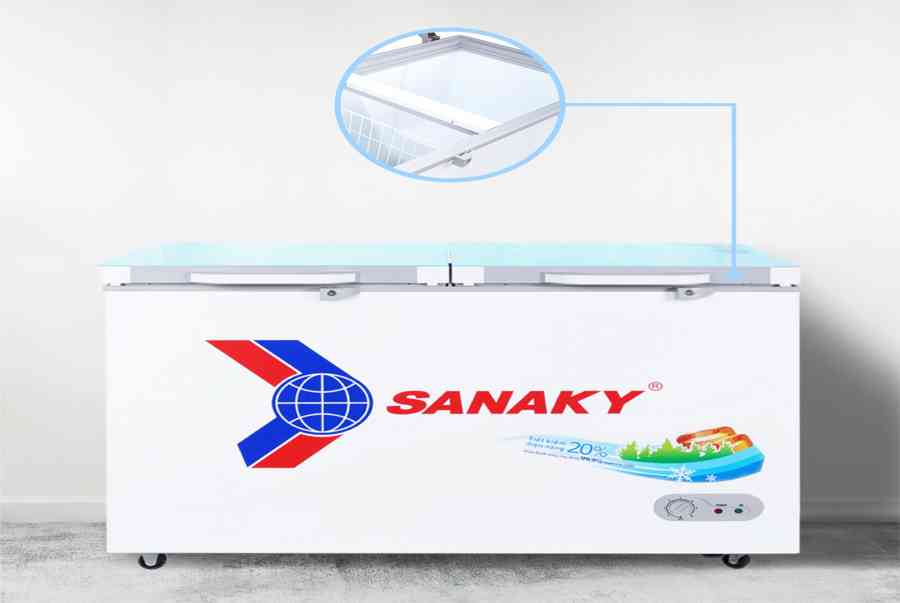 Tủ đông Sanaky VH 3699W2KD, 260 lít, 1 ngăn đông, 1 ngăn mát, dàn lạnh đồng, mặt kính cường lực