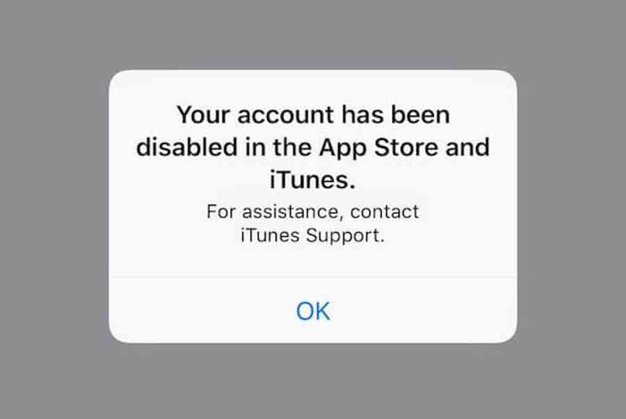 Tài khoản của bạn đã bị vô hiệu hóa trên App Store và iTunes