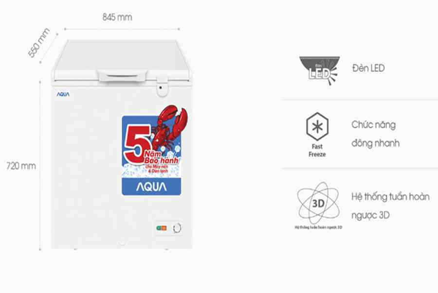 Tủ đông Aqua 145 lít AQF-155EGD | Chính hãng | Phong Vũ