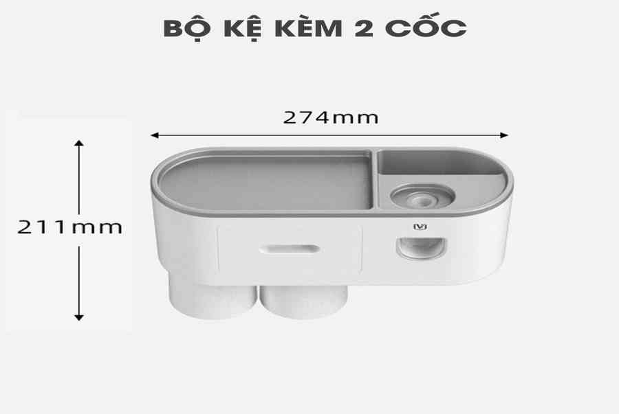 Bộ Kệ Nhả Kem Đánh Răng Tự Động Kèm Theo Cốc ECOCO | GD+