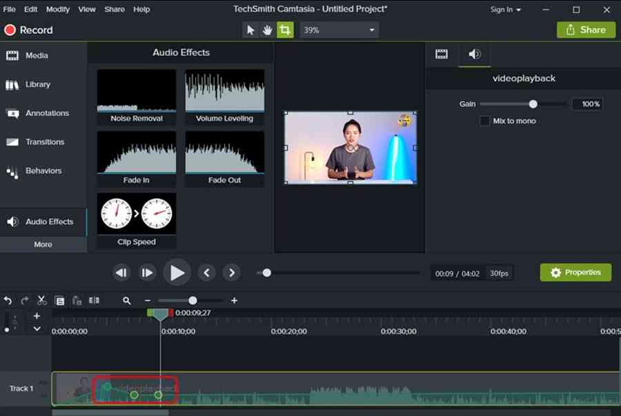 Cách chỉnh âm thanh trong video bằng phần mềm Camtasia Studio