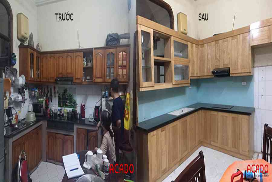 Cải tạo tủ bếp cũ đã qua sử dụng nhìn như mới giá rẻ, uy tín tại Hà Nội
