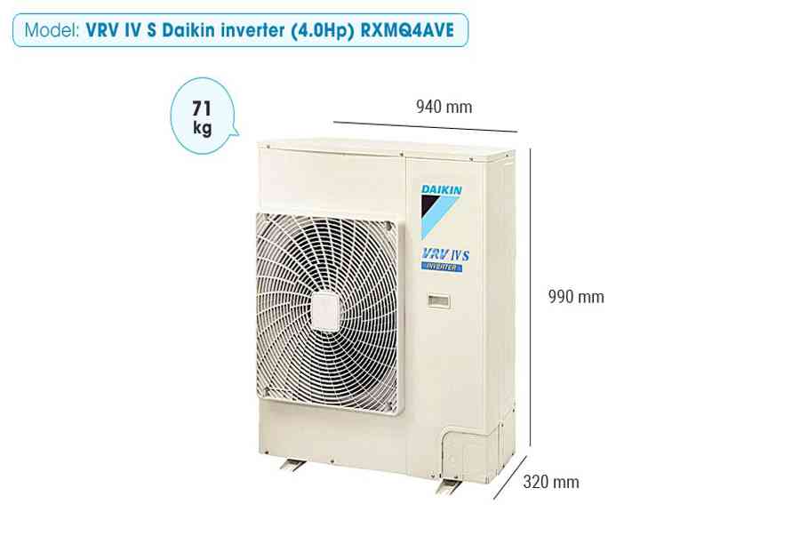 Dàn nóng VRV IV S Daikin inverter (4.0Hp) RXMQ4AVE