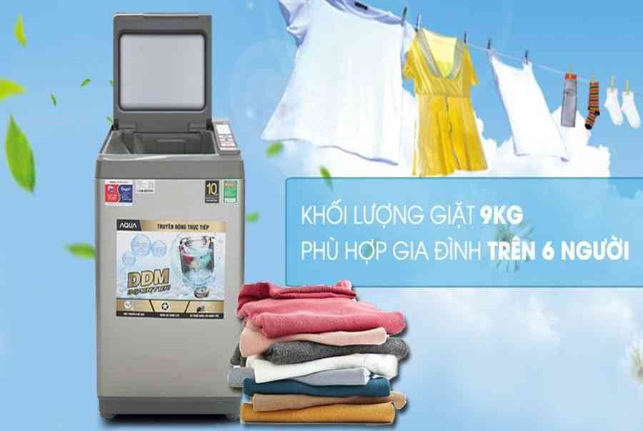 Máy giặt Aqua AQW-DK90CT S 9 Kg Inverter 【Giá Rẻ – mẫu 2019】