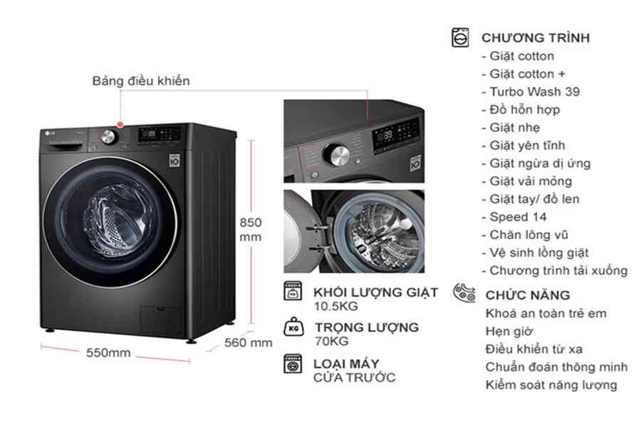 Đánh giá máy giặt LG FV1450S2B 10.5Kg có tốt không? 3 lý do nên mua? – Dienmaythienphu