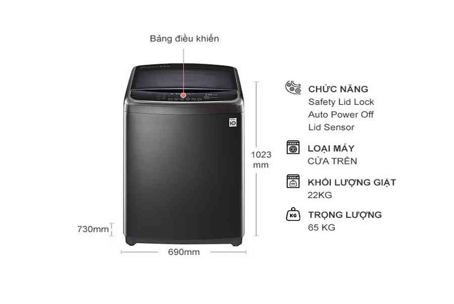 Máy giặt lồng đứng LG inverter 22 kg TH2722SSAK giá tốt chính hãng