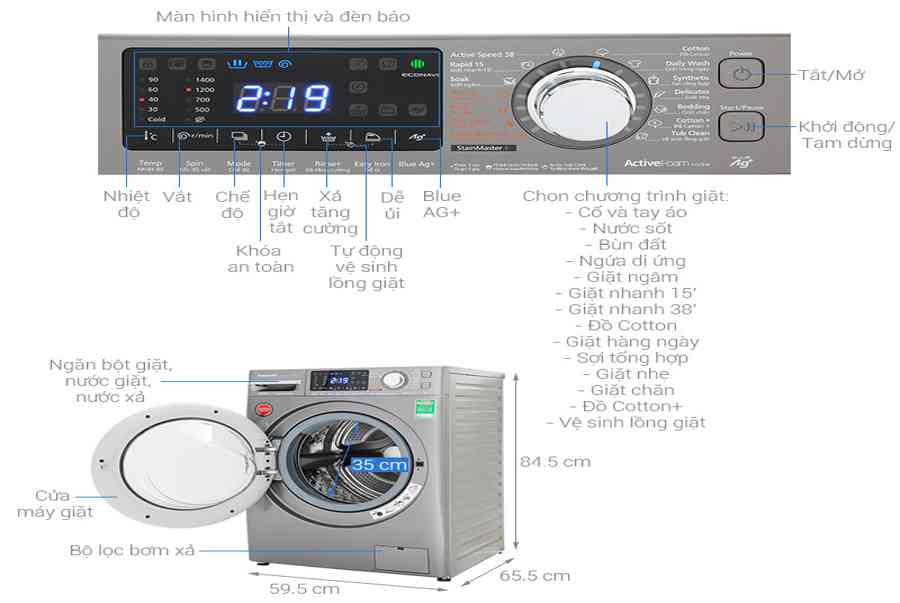 Máy giặt Panasonic Inverter 9 kg NA-V90FX1LVT – https://thomaygiat.com