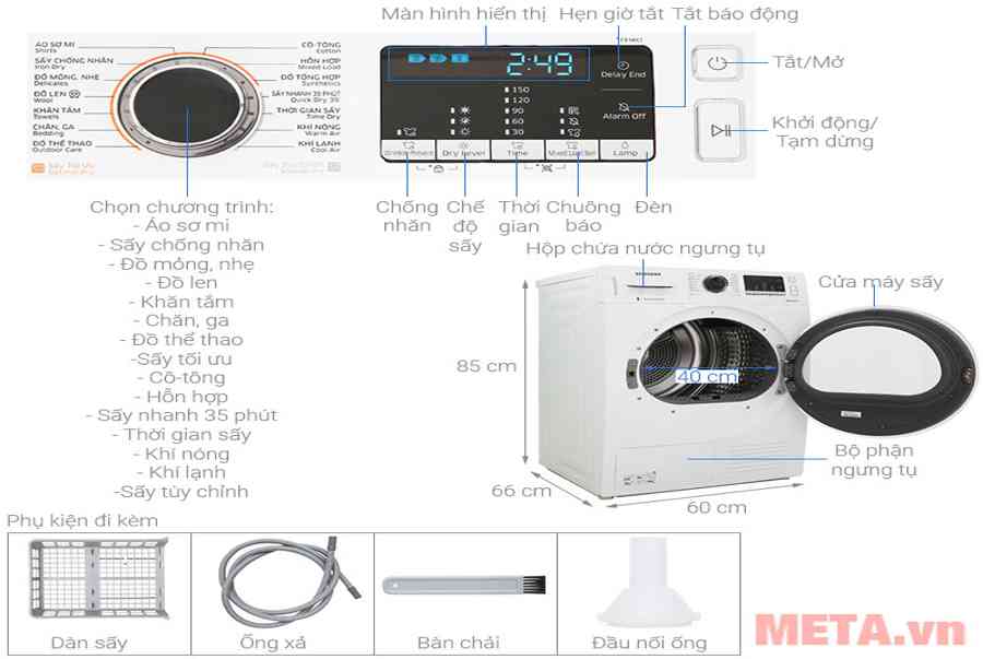Máy sấy bơm nhiệt Heatpump Samsung DV90M5200QW/SV 9kg – https://thomaygiat.com