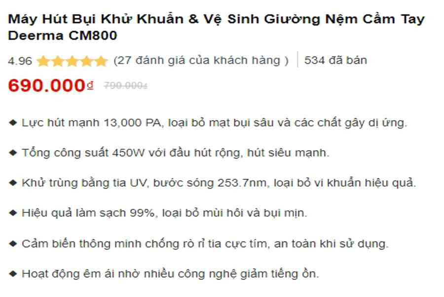 Đánh giá máy hút đệm Xiaomi Deerma CM800 – Máy hút bụi giường, nệm và khử khuẩn bằng tia UV – Xiaomi Việt Nam – Phân phối chính hãng điện thoại, robot hút bụi, máy lọc không khí, máy sưởi, phụ kiện