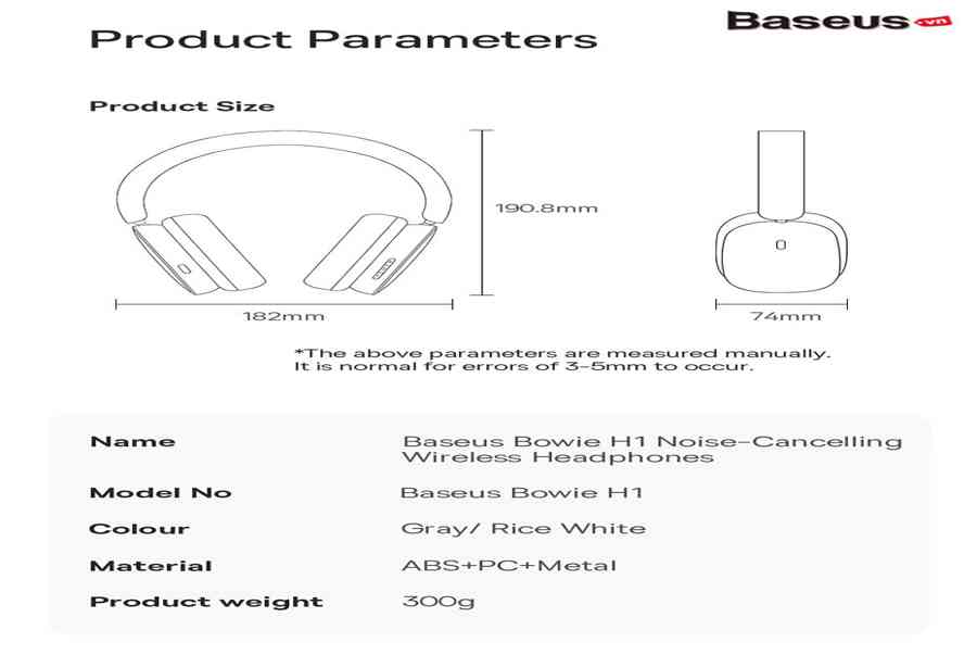 Tai Nghe Chụp Tai Không Dây, Chống Ồn Chủ Động Baseus Bowie H1 ANC ( Bluetooth 5.2 , GPS – APP Control, Nearly No-delay Noise-Cancelling Wireless Headphones)