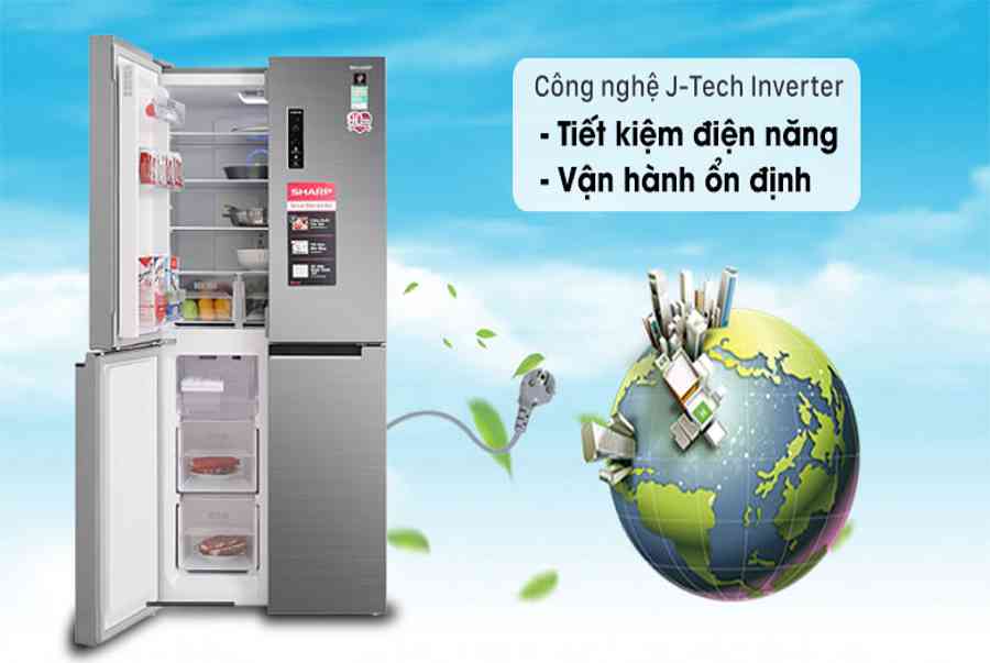 Tủ lạnh Sharp Inverter 401 lít SJ-FXP480V-SL giá tốt, có trả góp