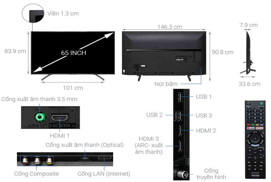 Smart Tivi Sony 4K 65 inch KD-65X7000G – Chính hãng